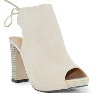 Chase & Chloe | Nude Marcy Bootie - Women size 8 with lace up back - Sling Back